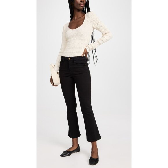 FRAME Le Crop Mini Boot Black Film Noir High Rise Cropped Bootcut Jeans, Size 26 - Picture 1 of 14